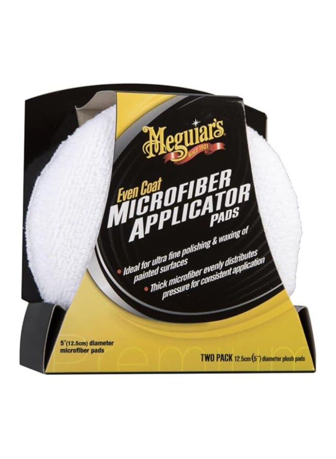 Meguiar's 2-Piece Reusable Even Coat Ultimate Microfiber Applicator Pad White 12.5 cm X3080EU - Image 1